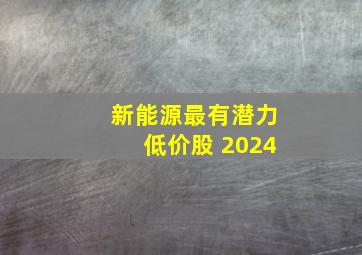 新能源最有潜力低价股 2024